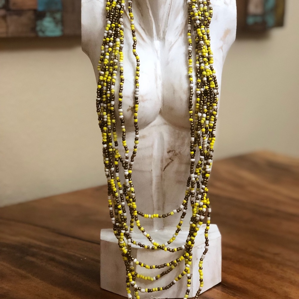 Colorful waterfall necklace and wood clasp A6